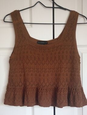 House of Harlow 1960 Brown Crochet Peplum Tank Top M